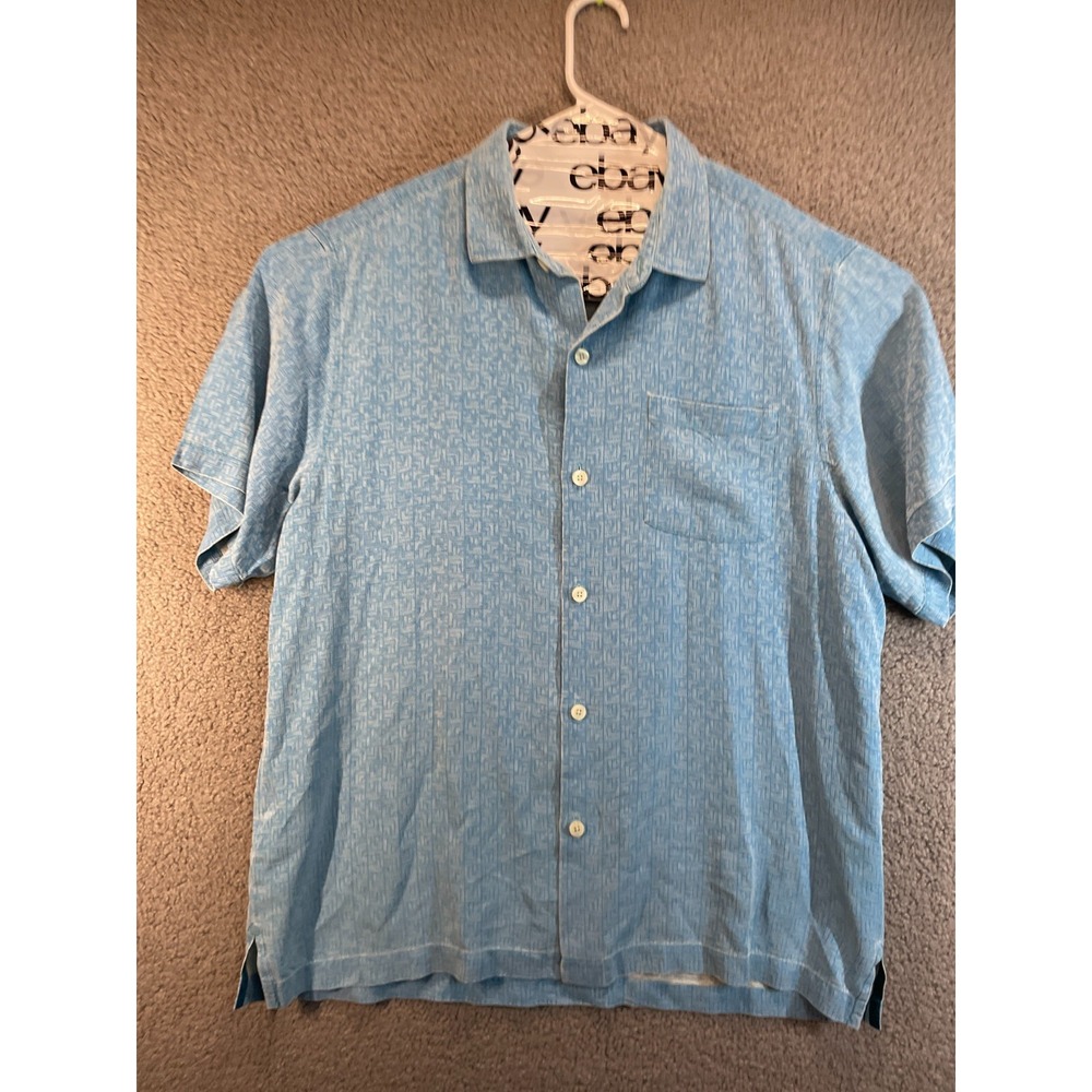 Tommy Bahama Polo‎ Shirt Men's XL Blue Island Zone Short Sleeve - Tiny Flaws